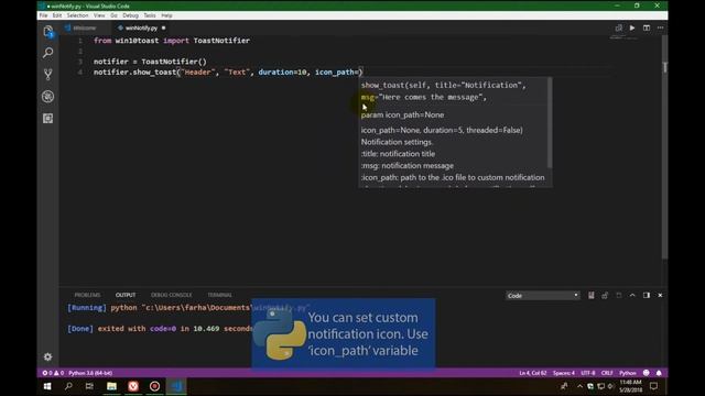 Windows 10 notification with Python using win10toast смотреть онлайн