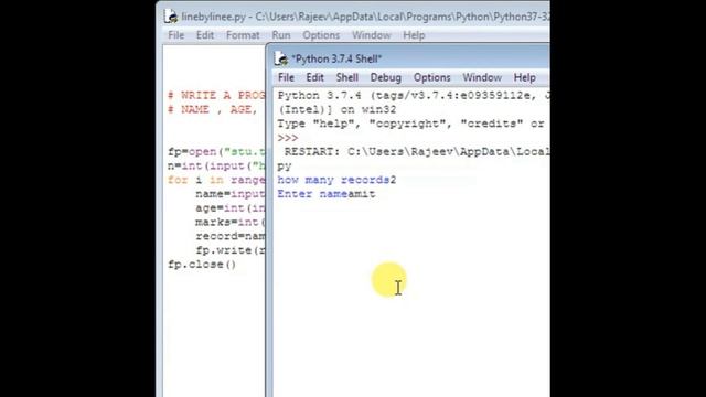 PythonFile-5, Copying Records(Name,Age,Marks) in a file,Appending File Printing Records with line n смотреть онлайн