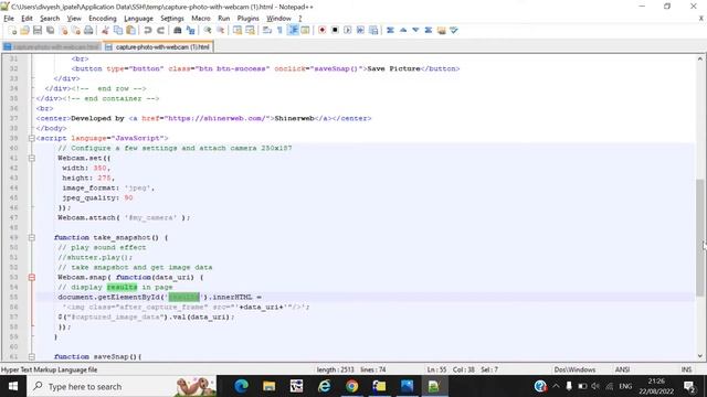 How to capture image from Webcam in JavaScript and upload image on server by using PHP | Webcam.js смотреть онлайн