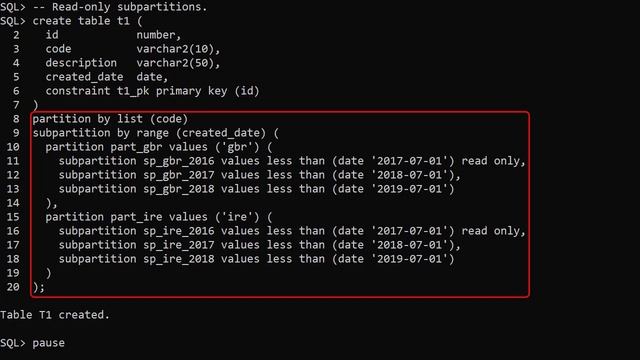 Read-Only Partitions and Subpartitions in Oracle 12.2 Onward смотреть онлайн