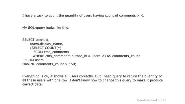 MySQL : MySql Select, Count(*) and SubQueries in UsersComments relations смотреть онлайн
