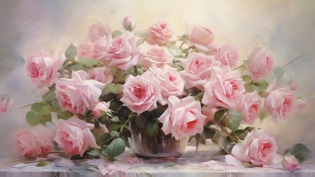 TV Art Screensaver | 8 Paintings | Roses Still Life смотреть онлайн