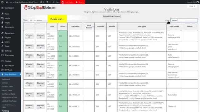 Stop Bad Bots WP plugin now with Ajax traffic monitoring. Analyze site visits, bots & hack attempts смотреть онлайн