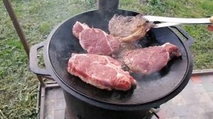 СТЕЙК ГОВЯЖИЙ НА САДЖЕ?. Как вкусно приготовить  на костре?