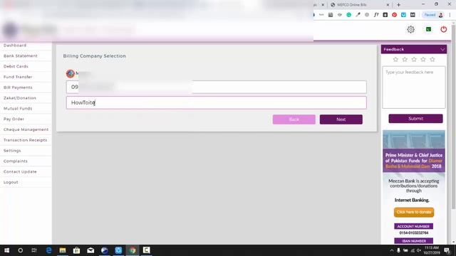 Meezan Bank Utility Bill Payment ONLINE your Electricity Gas Telephone Mobile load Water and How To смотреть онлайн