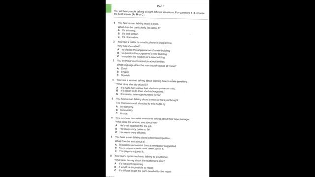 Listening B2, FCE Practice Plus 2 2015, Test 4, Part 1 смотреть онлайн