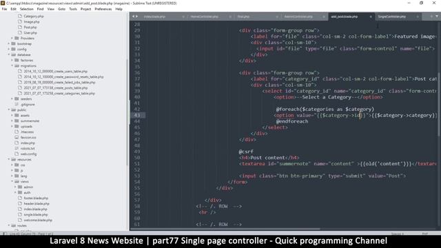 #77 Laravel 8 News Website | Single page controller | Quick programming tutorial смотреть онлайн