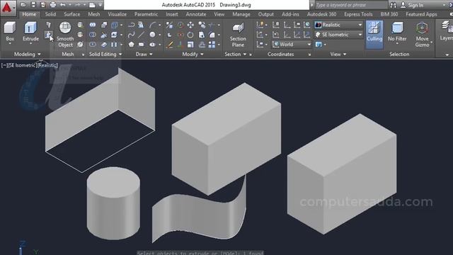 AutoCAD 3D Telugu Tutorials || #2 || Extrude & Presspull || computersadda.com || смотреть онлайн