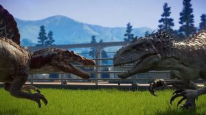 Indominus Rex vs Batman Indoraptor Dinosaur Fight in Jurassic World Evolution