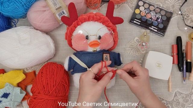Как сделать Шарф для уточки Лалафанфан Одеваем утку Одежда для уточек Lalafanfan DIY Связать шарфи смотреть онлайн