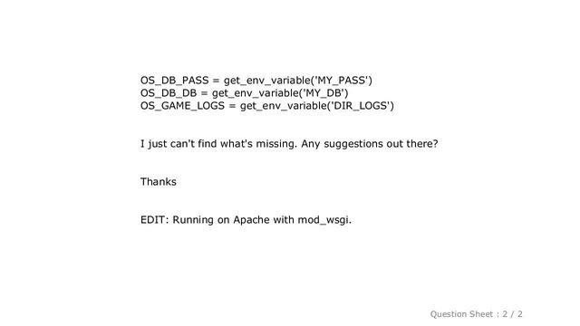 Django : Cannot get environment variables in Django settings file смотреть онлайн