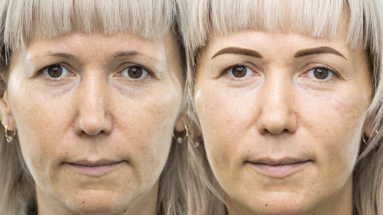 Перманентный макияж бровей. Натуральные и выразительные брови. До и после. смотреть онлайн