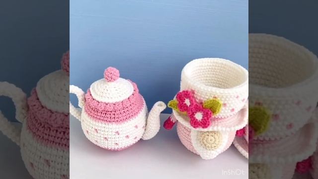 Tea cup Gnome with Teapot Crochet Patterns, Funny amigurumi play food, Birthday basket смотреть онлайн