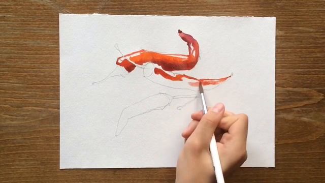 Как быстро нарисовать перец Чили акварелью. смотреть онлайн