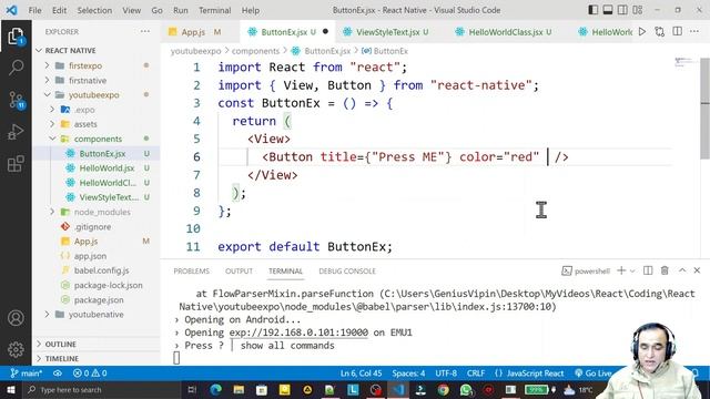 9.1 Button (onPress) in React Native Expo Go using Function or Class Component | Dr Vipin Classes смотреть онлайн