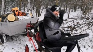 На мотоблоке по снегу, за дровами!!!
