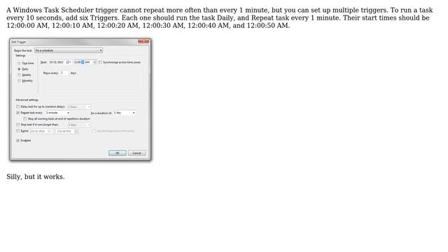 Windows Task Scheduler: Schedule task to run once every 10 seconds (3 Solutions!!) смотреть онлайн