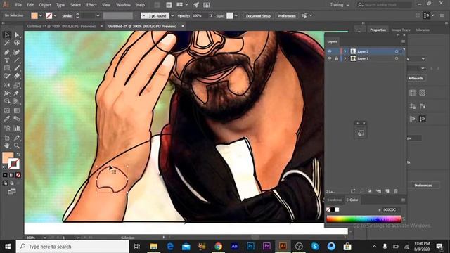 Adobe Illustrator CC Tutorial how to make vector portrait Shahrukh khan Vector Art смотреть онлайн