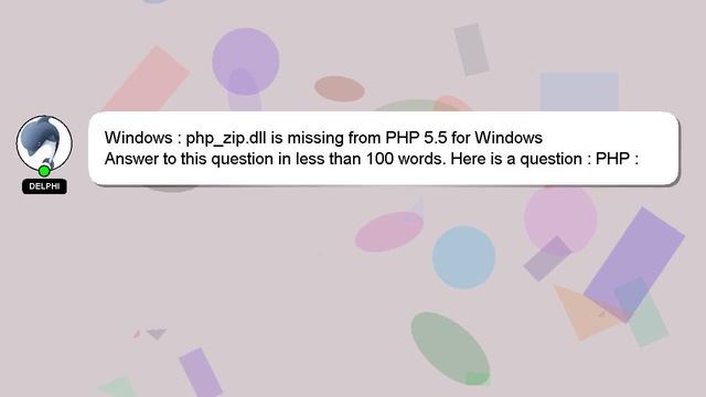 Windows : php_zip.dll is missing from PHP 5.5 for Windows смотреть онлайн