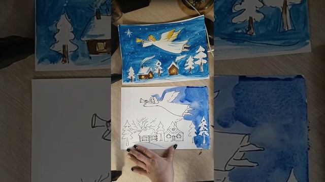 Рисуем Ангела акварелью смотреть онлайн