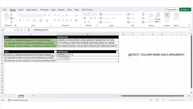 Excel - Text function - UPPER - converts text to uppercase смотреть онлайн