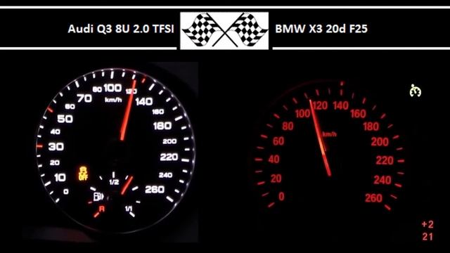Audi Q3 8U 2.0 TFSI VS. BMW X3 20d F25 - Acceleration 0-100km/h смотреть онлайн