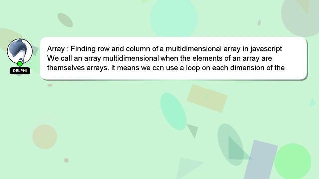 Array : Finding row and column of a multidimensional array in javascript смотреть онлайн