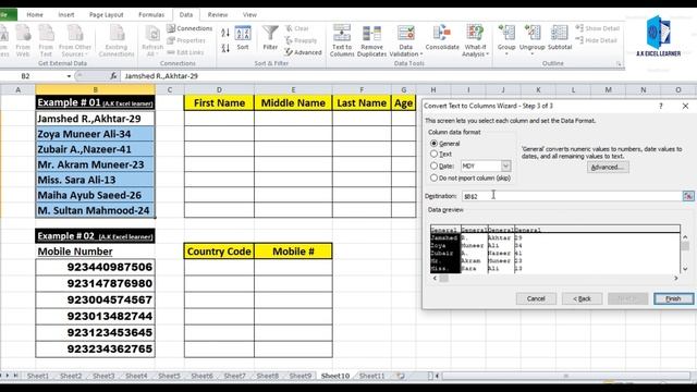 How to split Cell DATA into different columns in excel |Data ko split kasa karain in Excel| смотреть онлайн