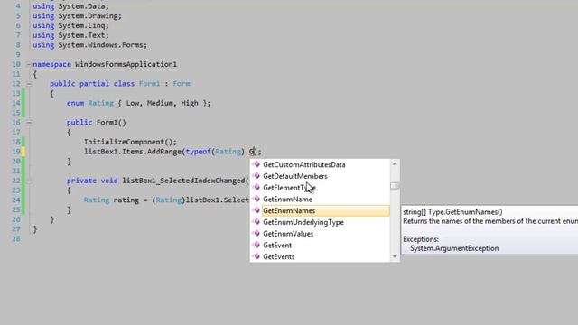 Listing enum values in a listbox in C# смотреть онлайн