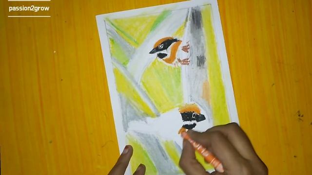 how to draw Black throated Tits || Bird oil pastel drawings|| Passion2grow|| Beginners drawing смотреть онлайн