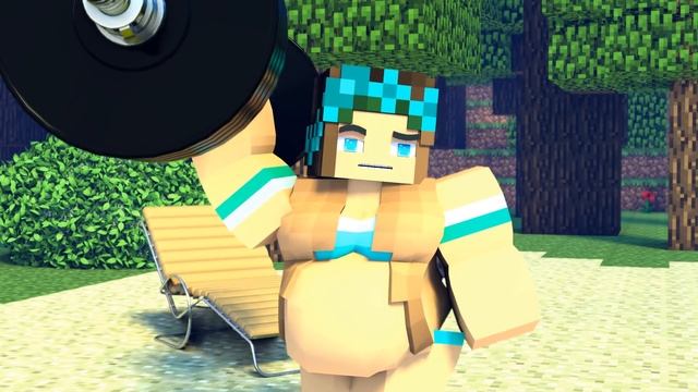 The minecraft life of Alex and Steve : Muscular Girl and Steve - Minecraft animation смотреть онлайн