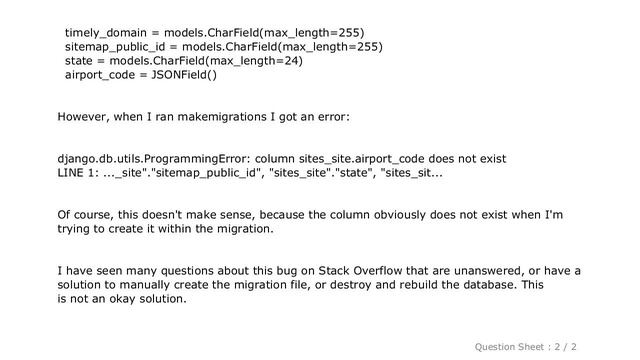 Django : Django Migration Error: Column does not exist смотреть онлайн