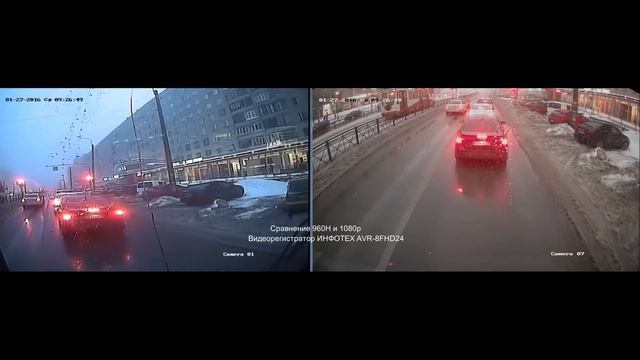 Сравнение синхронной видеозаписи с видеокамер 960H  и 1080Р. | AVR-8FHD24 #ИНФОТЕХ.