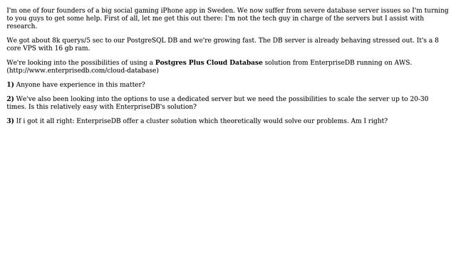 Databases: Postgres Plus Cloud Database on AWS for write heavy social game? смотреть онлайн