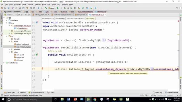 Android Bangla Tutorial 2.24 : custom toast in android example (part-2) смотреть онлайн