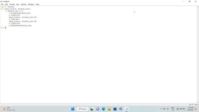Program in Python that draws a fractal tree using the turtle module смотреть онлайн