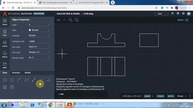 AutoCAD web app Tutorials 3 [ Complete Basic for beginners online free] смотреть онлайн