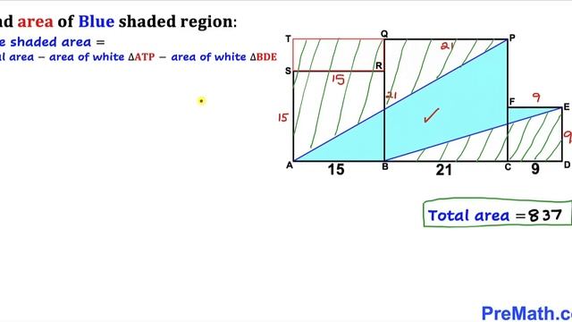 Find area of the Blue shaded region | Three different squares | Important Geometry skills explained смотреть онлайн