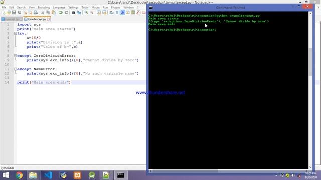 Try with multiple except blocks, PYTHON смотреть онлайн