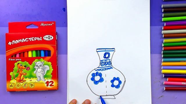Как нарисовать Японскую вазу и ветку Сакуры фломестерами смотреть онлайн