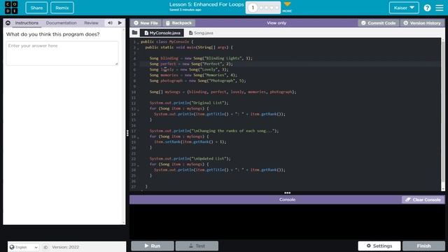 Code.org Lesson 5.1 Enhanced For Loops | Tutorial with Answers | CSA Unit 5 смотреть онлайн
