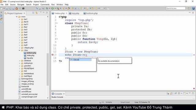 PHP: Khai báo và sử dụng Class. Cơ chế Private, Protected, Public, get, set смотреть онлайн
