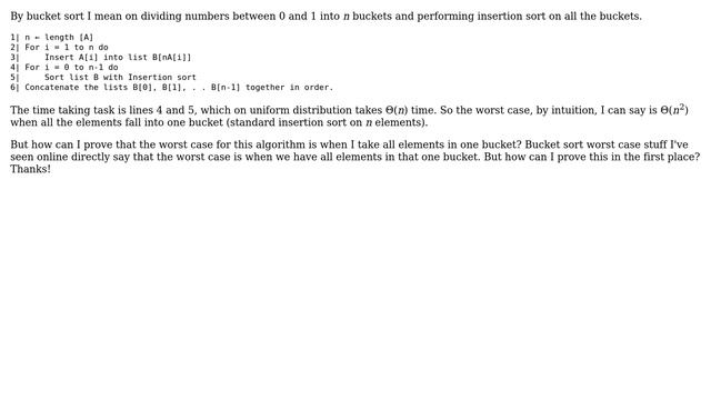 Proof of bucket sort worst case being all elements in one bucket смотреть онлайн