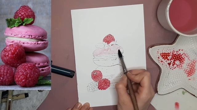 Рисуем макаруны #урокирисования #урокиакварели #фудскетчинг смотреть онлайн