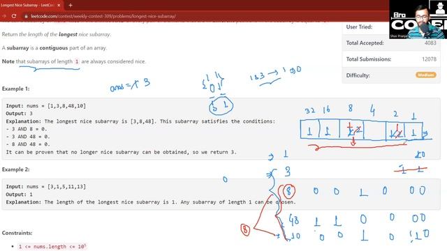 2401. Longest Nice Subarray | Leetcode Weekly Contest 309 | LeetCode 2401 смотреть онлайн