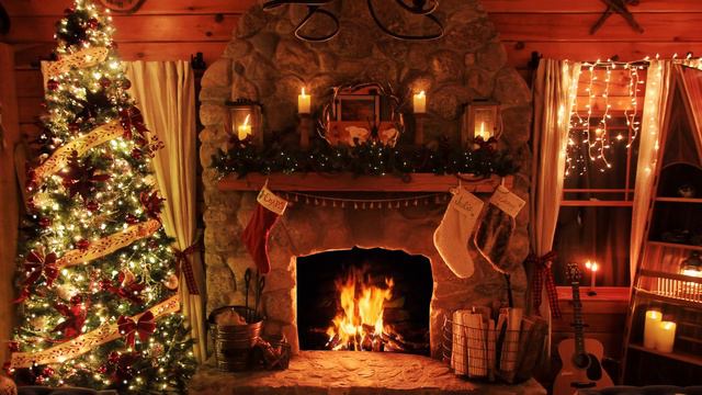 4 K Merry Christmas, Christmas Music, Traditional Christmas, Instrumental Fireplace Ambiental Music