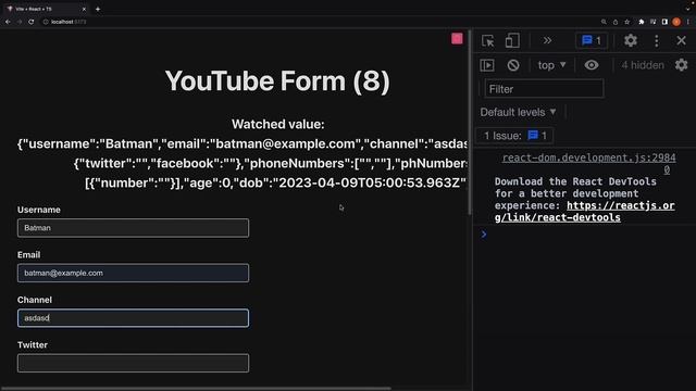 React Hook Form Tutorial - 17 - Watch Field Values смотреть онлайн