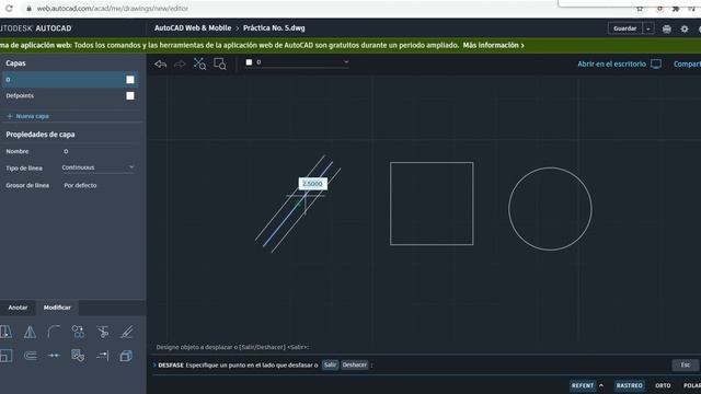 AutoCAD Online Uso del comando Desfase y Cuadros de Texto смотреть онлайн