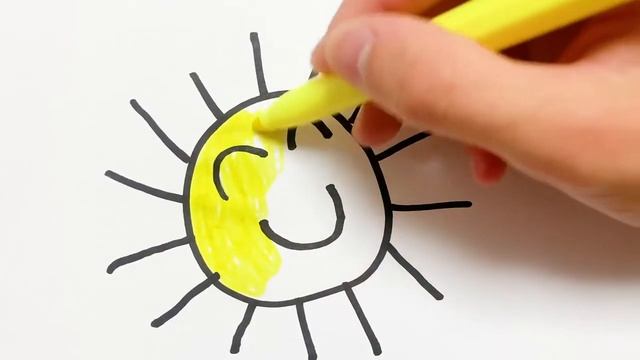 Как нарисовать Солнышко - Раскраска Солнце для детей - Рисунки Раскраски смотреть онлайн