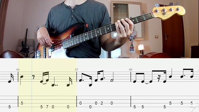 The Verve - Lucky Man BASS COVER + PLAY ALONG TAB + SCORE смотреть онлайн